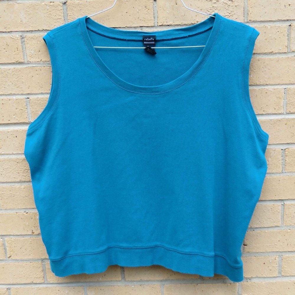 Rafaella Stretchy Sleeveless Cotton Tank Top Blouse Cyan Blue size 2X